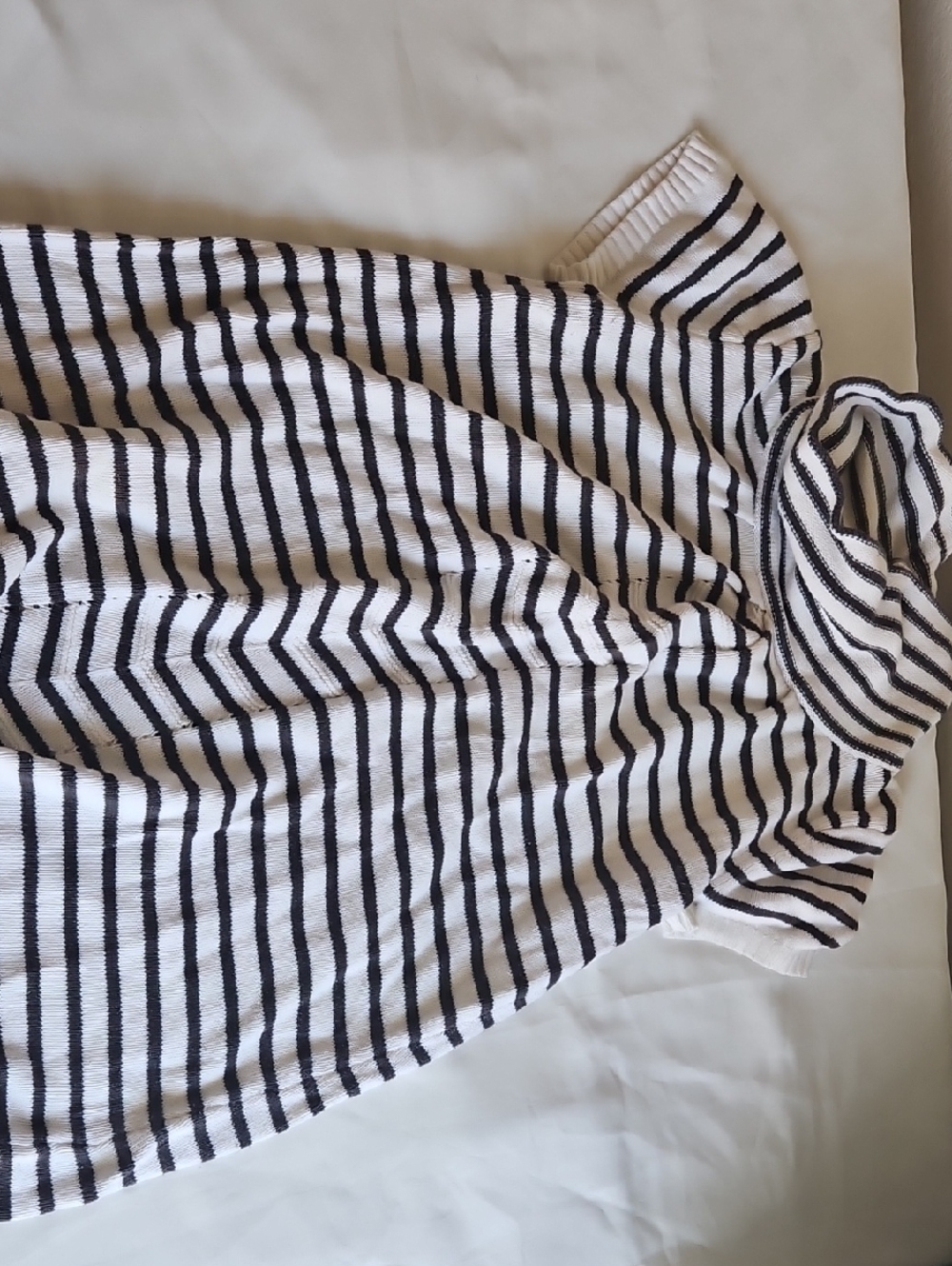 Style & Co. Black and White Striped Knit Turtleneck Dress